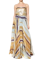 LANVIN - ABITO IN GEORGETTE DI SETA CON STAMPA LUREX