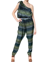 LANVIN - TUTA IN SETA CHARMEUSE A RIGHE