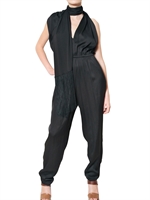 LANVIN - TUTA IN TECHNO SATIN CON SCIARPA
