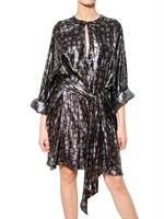 LANVIN - ABITO IN GEORGETTE DI SETA STAMPA DIAMANTI LUREX