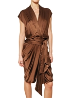 LANVIN - ABITO IN SETA LAVATA SATIN DRAPPEGGIATO