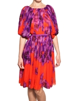 GIAMBATTISTA VALLI - BLUMEN DRUCK SEIDEN CHIFFON KLEID