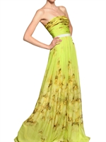 GIAMBATTISTA VALLI - BLUMEN BEDRUCKTES SEIDEN CHIFFON KLEID