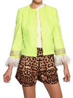 GIAMBATTISTA VALLI - STRAUßEN FEDERN BESTICKTE TWEED JACKE