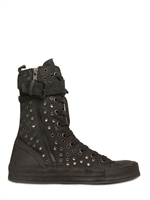 ANN DEMEULEMEESTER - PERFORIERTE NIETEN GEWACHSTE WILDELDER SNEAKERS