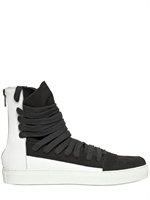 KRIS VAN ASSCHE - SNEAKERS ALTE DI PELLE E CAMOSCIO ALLACCIATE