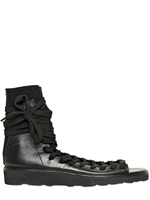 KRIS VAN ASSCHE - SANDALI DI PELLE ALLACCIATI CON ZIP DIETRO