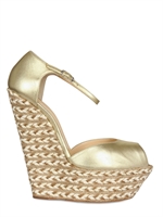 GIUSEPPE ZANOTTI - 155MM METALLIC LEATHER PEEP TOE WEDGES