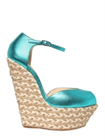 GIUSEPPE ZANOTTI - 155MM METALLIC LEATHER PEEP TOE WEDGES