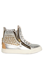 GIUSEPPE ZANOTTI - METALLIC LEATHER STUDDED SNEAKERS