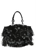 BLUMARINE - RAFFIA FLOWER ON SILK SATIN TOP HANDLE