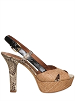 DOLCE & GABBANA - 110MM RAFFIA CROSS OVER & PYTHON SANDALS