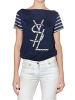 YVES SAINT-LAURENT - LOGO PRINTED COTTON JERSEY T-SHIRT