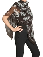 ALEXANDER MCQUEEN - SKUL PRINT SILK CHIFFON SCARF