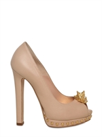 ALEXANDER MCQUEEN - DECOLLETE' IN PELLE CON TESCHIO SWAROVSKI 130MM