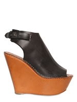 CHLOE' - 130MM LEATHER OPEN TOE WEDGES