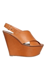 CHLOE' - 130MM LEATHER CROSS OVER SANDAL WEDGES