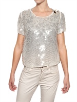AVIU - TOP IN COTONE E SETA CON PAILLETTES
