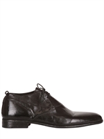 ALBERTO FASCIANI - SCARPE STRINGATE IN PELLE MARTELLATA - NERO