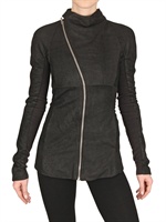 RICK OWENS - SEITLICHE ZIP BLISTERED NAPPA LEDER JACKE