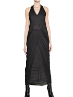 RICK OWENS - COTTON JERSEY SILK GEORGETTE LONG DRESS