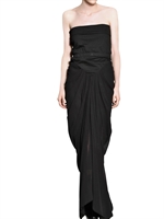 RICK OWENS - COTTON JERSEY SILK GEORGETTE LONG DRESS