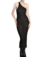 RICK OWENS - ONE SHOULDER RIBBED SILK VISCOSE DRESS