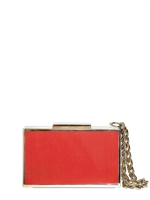 LANVIN - POCHETTE RIGIDA IN VERNICE BICOLORE E OTTONE - ARANCIO/VIOLA