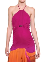 ROBERTO CAVALLI - GATHERED VISCOSE CREPE TOP