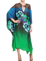 ROBERTO CAVALLI - PRINTED SILK CHIFFON KAFTAN DRESS