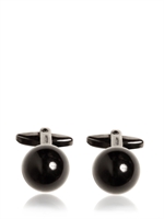 LANVIN - ONYX BALL SILVER CUFFLINKS