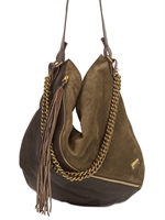 DSQUARED - SUEDE & LEATHER ZIPPED SHOULDER BAG
