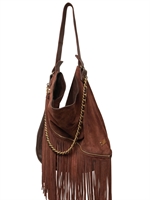 DSQUARED - SUEDE & LEATHER FRINGED SHOULDER BAG
