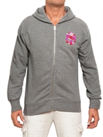 HYDROGEN - FLOCK FLOWER SKULL ZIPPED SWEATSHIRT