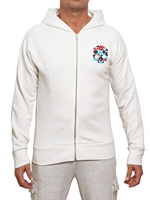 HYDROGEN - FLOCK FLOWER SKULL ZIPPED SWEATSHIRT