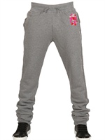 HYDROGEN - FLOCK FLOWER SKULL FLEECE TROUSERS