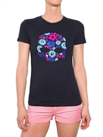 HYDROGEN - FLOWER SKULL COTTON JERSEY T-SHIRT
