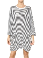 JIL SANDER - OVERSIZE STRIPED VISCOSE KNIT DRESS