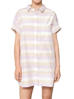 JIL SANDER - STRIPED COTTON SILK TAFFE SHIRT DRESS