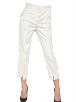 JIL SANDER - STRETCH COTTON SATIN CROPPED TROUSERS