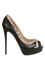 VALENTINO - DECOLLETÈ OPEN TOE DI PELLE CON BORCHIE