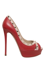 VALENTINO - DECOLLETÈ OPEN TOE DI PELLE CON BORCHIE