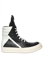 RICK OWENS - LEATHER BICOLOR HIGH SNEAKERS