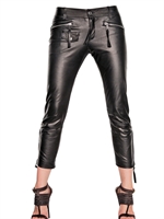 DSQUARED - CROPPED BIKER NAPPA LEATHER TROUSERS
