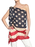 DSQUARED - EMBROIDERED FLAG PRINT MODAL JERSEY TOP