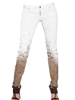 DSQUARED - MUD EFFECT SUPER SLIM BULL JEANS