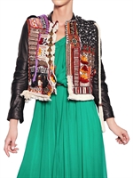 DSQUARED - EMBROIDERED HIPPY STYLE LEATHER JACKET