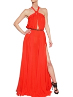DSQUARED - SILK CHIFFON LONG DRESS DRESS