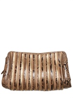 SALVATORE FERRAGAMO - BIANCA PYTHON & METALLIC LIZARD LEDER CLUTCH