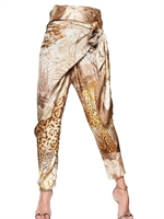 SALVATORE FERRAGAMO - PANTALONI IN TWILL DI SETA STAMPA SAFARI